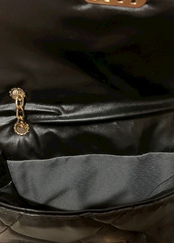 Zincir Detaylı Siyah Deri Kadın Çanta - Görsel 3