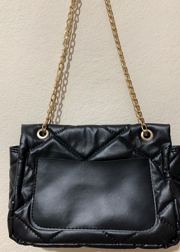 Zincir Detaylı Siyah Deri Kadın Çanta - Görsel 2