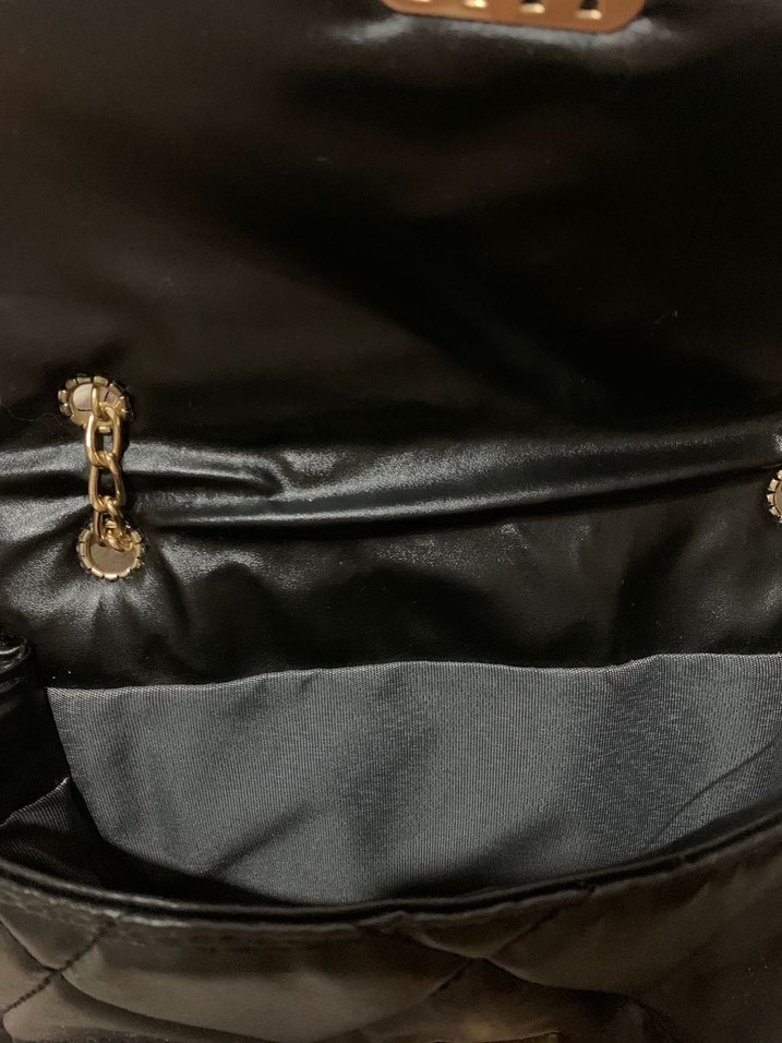 Zincir Detaylı Siyah Deri Kadın Çanta - Görsel 3