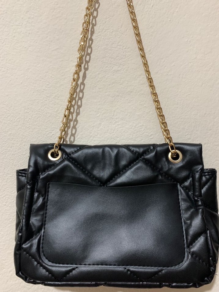 Zincir Detaylı Siyah Deri Kadın Çanta - Görsel 2
