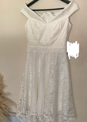 Beyaz Dantel Mezuniyet Elbisesi - Görsel 2