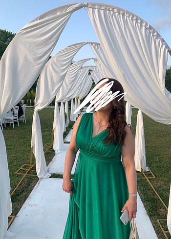 Yeşil Uzun Askılı Salaş Kadın Elbise - Görsel 2