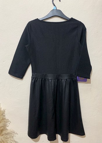 Siyah Deri Etekli Elbise - Görsel 2