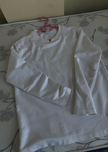 Beyaz Pamuklu  Uzun Kollu Tişört - Görsel 5