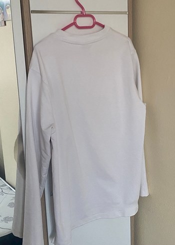 Beyaz Pamuklu  Uzun Kollu Tişört - Görsel 4