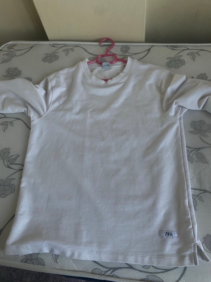 Beyaz Pamuklu  Uzun Kollu Tişört - Görsel 3