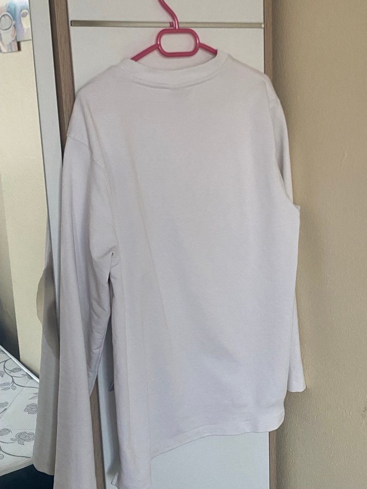 Beyaz Pamuklu  Uzun Kollu Tişört - Görsel 4