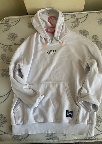 Erkek Beyaz Kapüşonlu Sweatshirt - Görsel 4