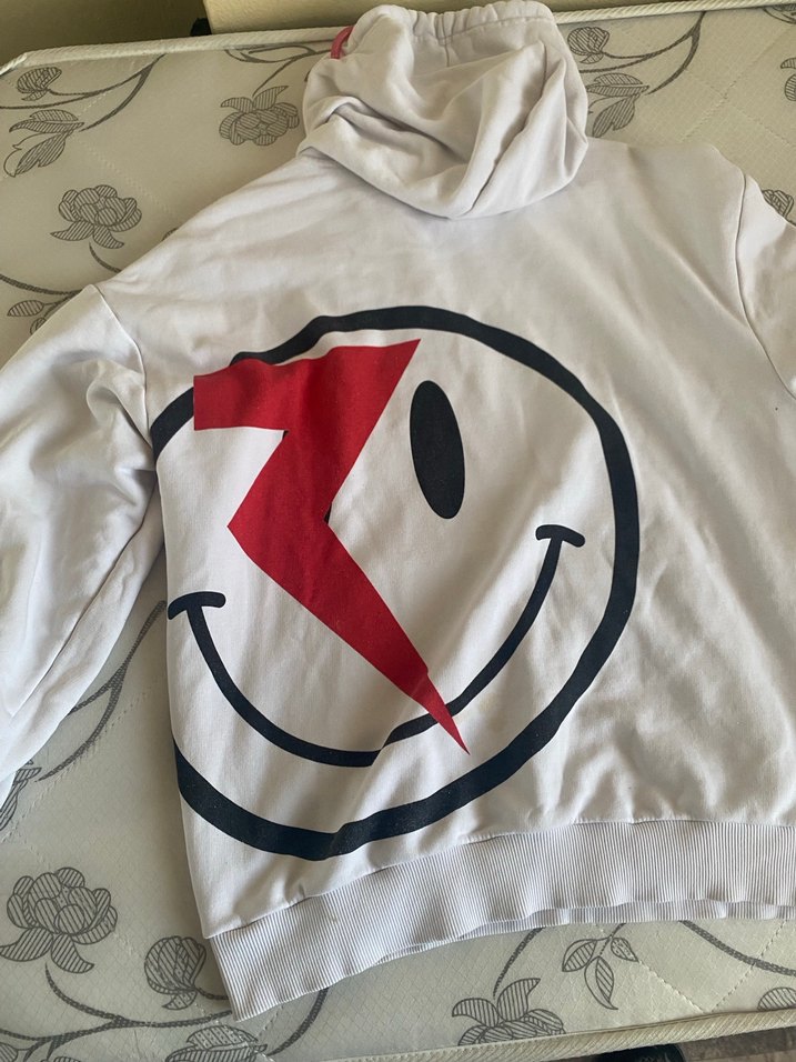 Erkek Beyaz Kapüşonlu Sweatshirt - Görsel 2