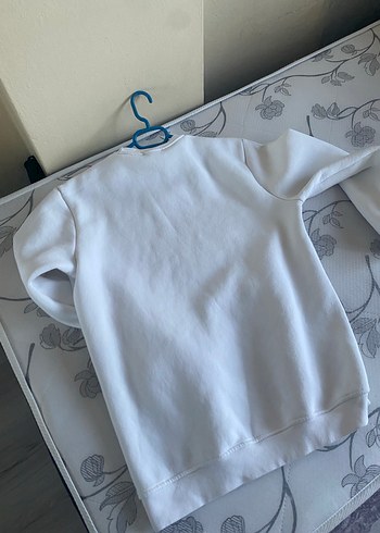 Beyaz Oversize erkek Sweatshirt - Görsel 4