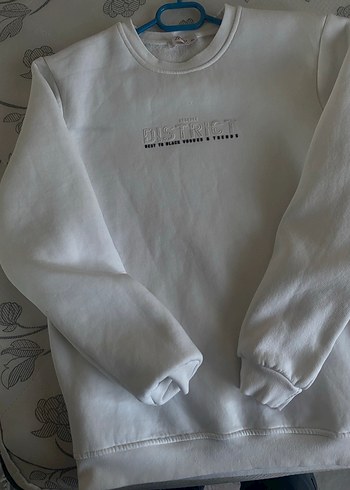 Beyaz Oversize erkek Sweatshirt - Görsel 5