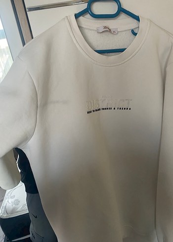 Beyaz Oversize erkek Sweatshirt - Görsel 2