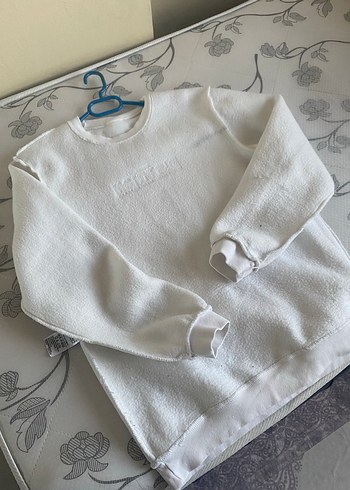 Beyaz Oversize erkek Sweatshirt - Görsel 6