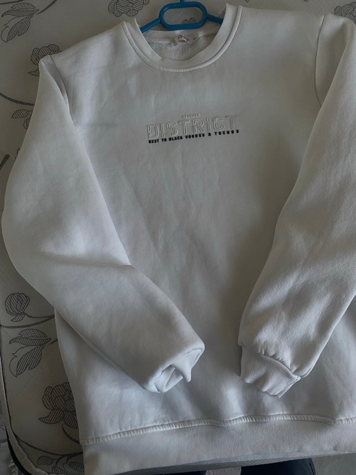 Beyaz Oversize erkek Sweatshirt - Görsel 5