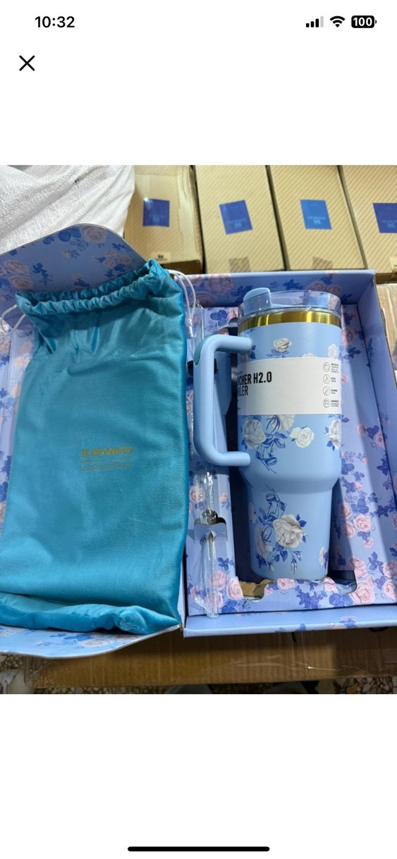 Mor Çiçek Desenli Stanley Termos Bardak - Görsel 3