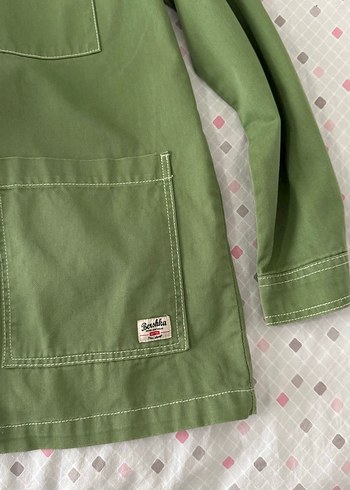 Bershka Düğmeli Yeşil Midi Kadın Ceket - Görsel 5