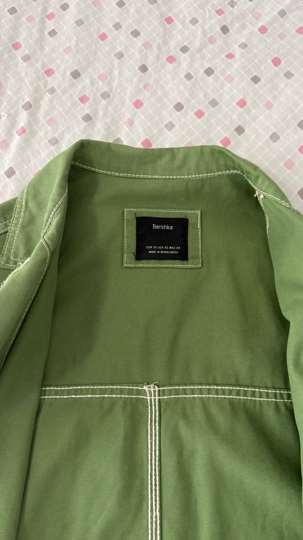 Bershka Düğmeli Yeşil Midi Kadın Ceket - Görsel 2