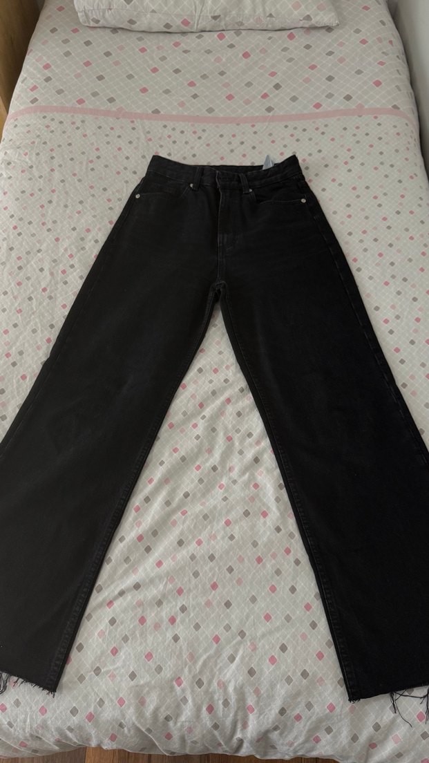 Zara trf wide leg yüksek bel antrasit jean - Görsel 2