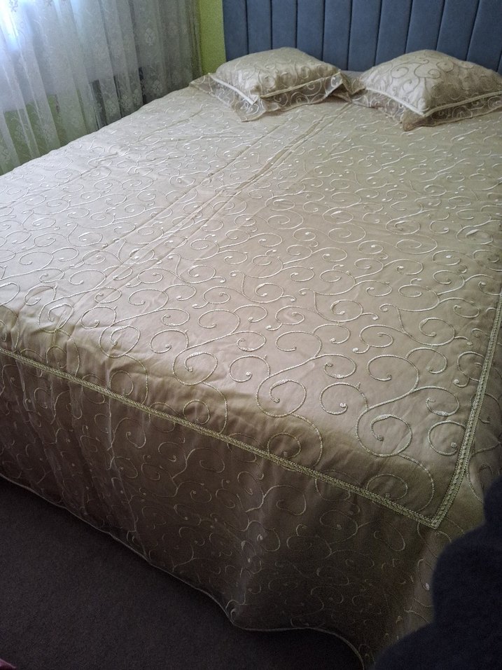 Bej Nakışlı Yatak Örtüsü - Görsel 2