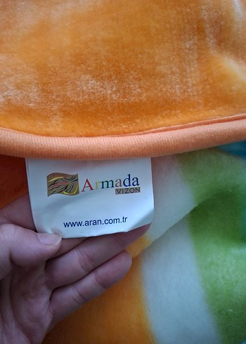 Renkli Baskılı Turuncu Vizon Battaniye 200x240 cm - Görsel 5