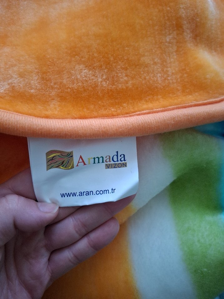 Renkli Baskılı Turuncu Vizon Battaniye 200x240 cm - Görsel 5