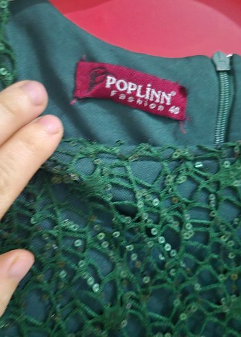 Yeşil İşlemeli Uzun Kollu Abiye Elbise - Görsel 5