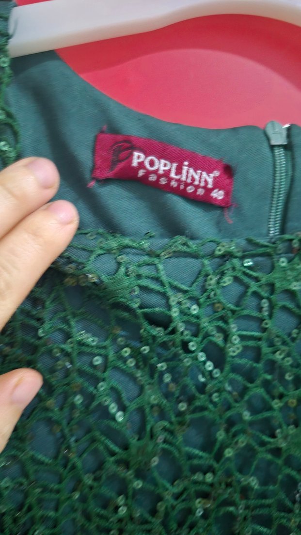 Yeşil İşlemeli Uzun Kollu Abiye Elbise - Görsel 5