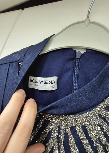 Drapeli Lacivert Uzun Abiye Elbise - Görsel 4