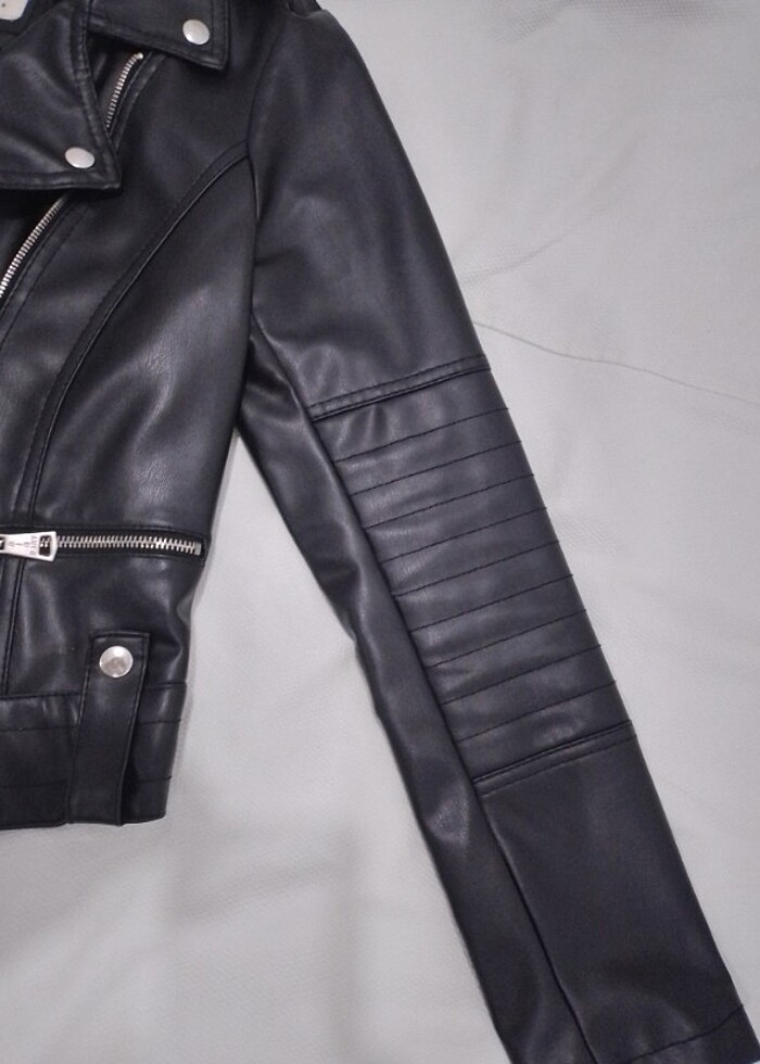 Siyah Deri mont - Görsel 3