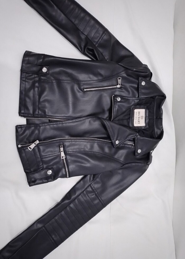 Siyah Deri mont - Görsel 2