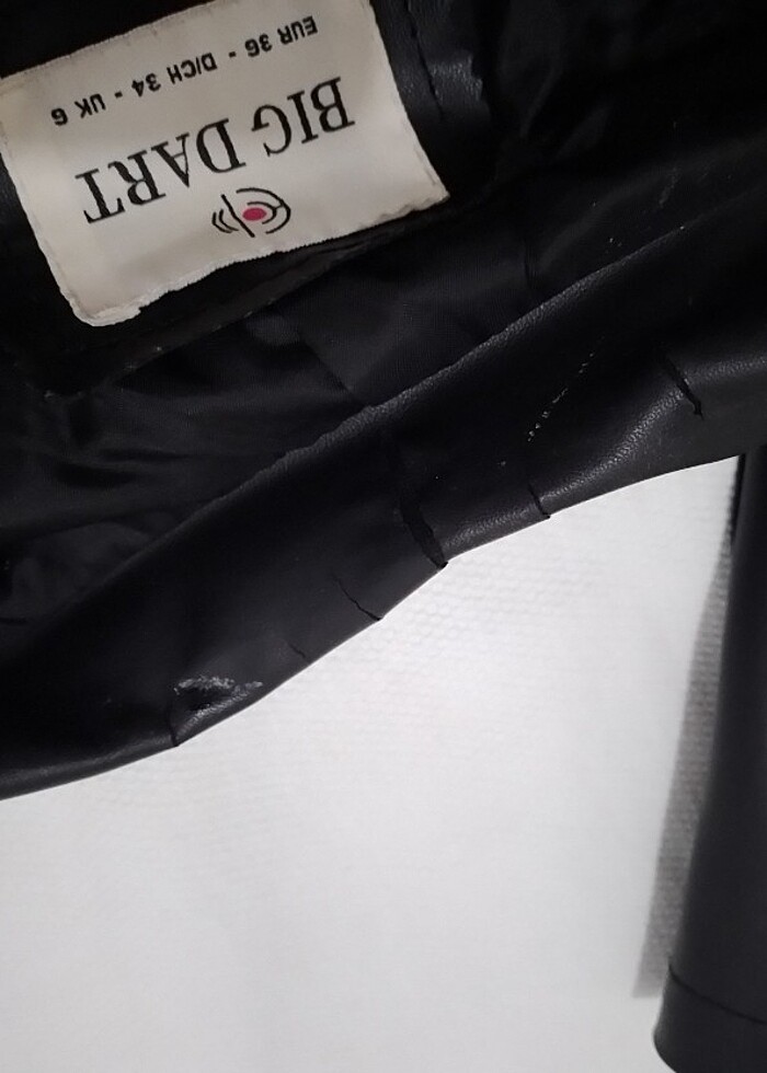 Siyah Deri mont - Görsel 5