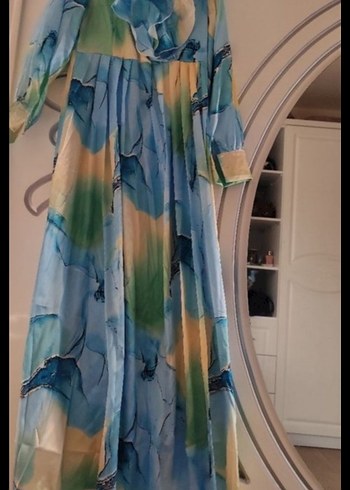 Bohem Çok Renkli Uzun Kollu Uzun Elbise - Görsel 13