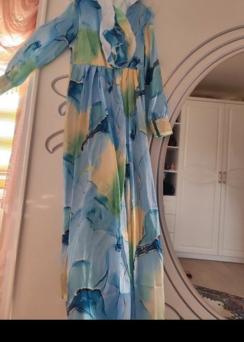 Bohem Çok Renkli Uzun Kollu Uzun Elbise - Görsel 11