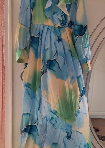 Bohem Çok Renkli Uzun Kollu Uzun Elbise - Görsel 12