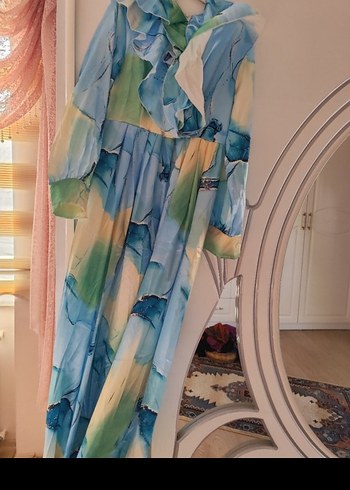 Bohem Çok Renkli Uzun Kollu Uzun Elbise - Görsel 10