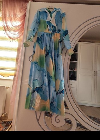 Bohem Çok Renkli Uzun Kollu Uzun Elbise - Görsel 9