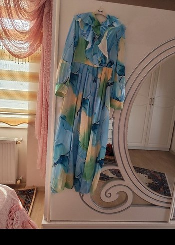 Bohem Çok Renkli Uzun Kollu Uzun Elbise - Görsel 6