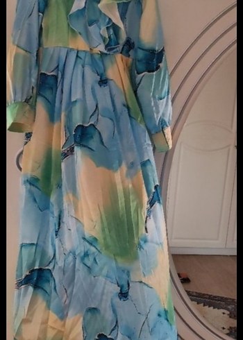 Bohem Çok Renkli Uzun Kollu Uzun Elbise - Görsel 2