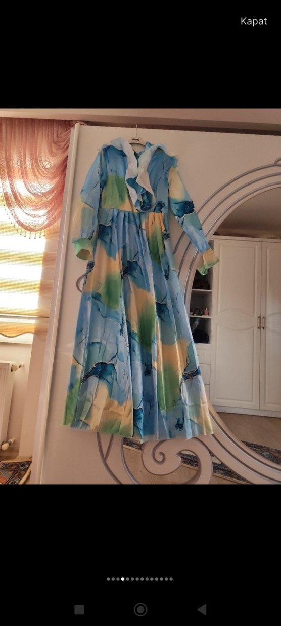 Bohem Çok Renkli Uzun Kollu Uzun Elbise - Görsel 5