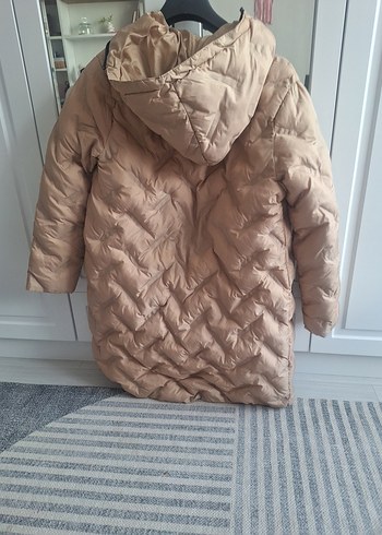 Bej Midi Kadın Kışlık Mont - Görsel 3