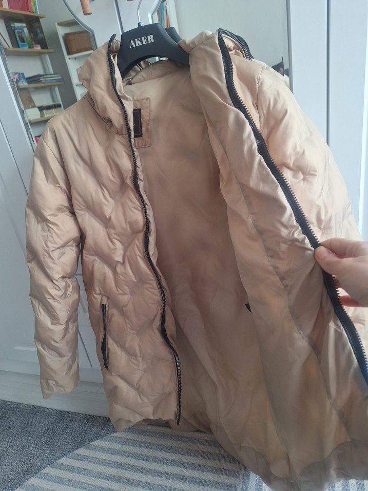 Bej Midi Kadın Kışlık Mont - Görsel 2