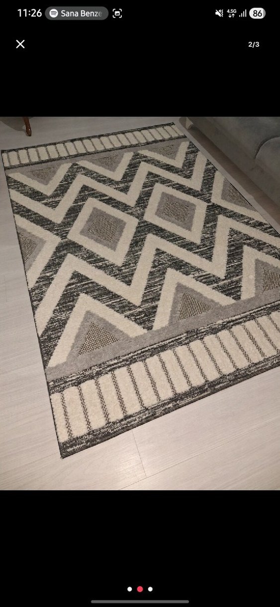 Gri Yılan Desenli Bohem Halı - Görsel 2