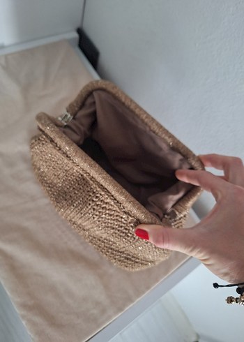 Bej Örgü Kadın Portföy Çanta - Görsel 5