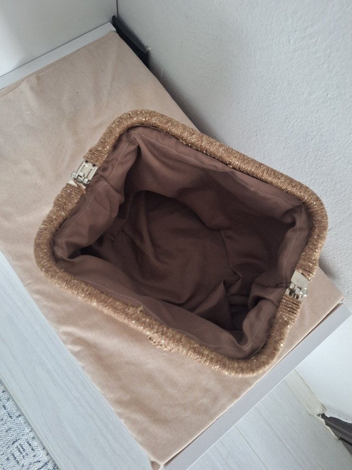 Bej Örgü Kadın Portföy Çanta - Görsel 3