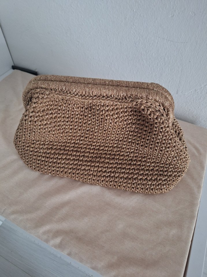 Bej Örgü Kadın Portföy Çanta - Görsel 2