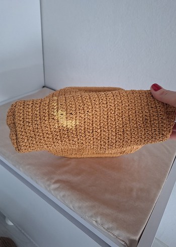 Bej Örgü Kadın Portföy Çanta - Görsel 5