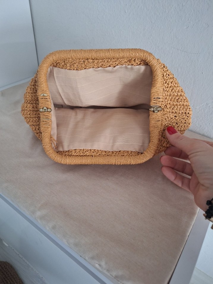 Bej Örgü Kadın Portföy Çanta - Görsel 3