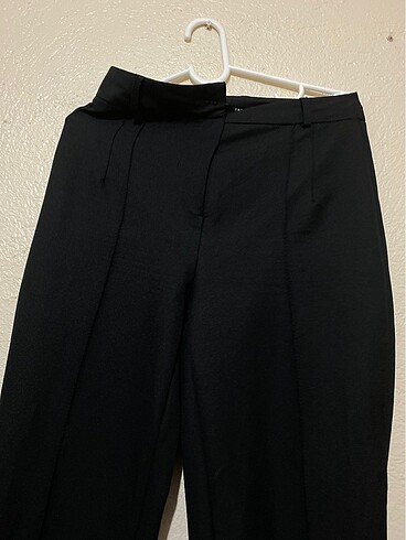 34 Beden siyah Renk Siyah straight/düz kesim yüksek bel nervür dikişli dokuma pantol