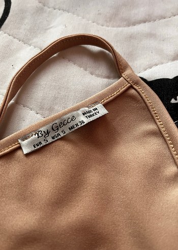 Bej Kadın Kısa Tulum, Askılı, Midi Boy - Görsel 3