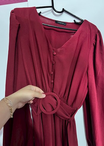 Düğmeli Midiboy Elbise - Görsel 7